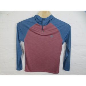Marsh Wear Hoodie Shirt Mens Small Pink Blue Henley Pullover Fishing Top Light